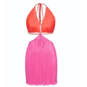 Halter cut out mini dress. Pink and Orange.